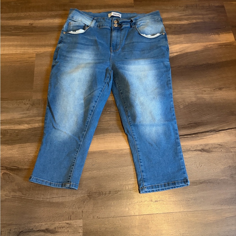 Womens Sand Piper Denim Blue Ankle-Length Jeans Size 16